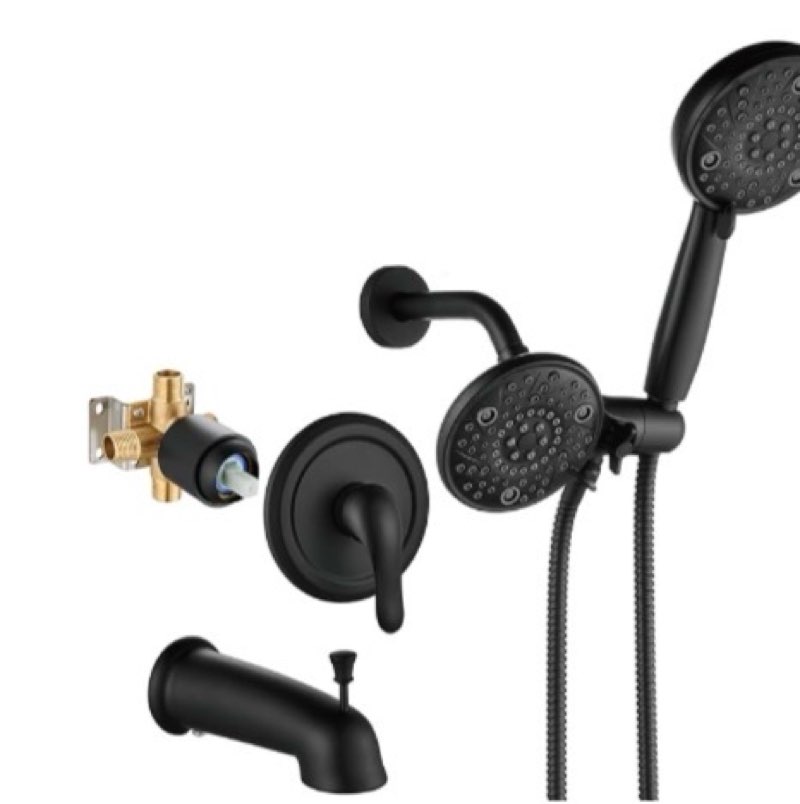 Shower Faucet Set with Tub Spout Tub and Shower Faucet Set Complete Dual Shower Head and Handheld Co