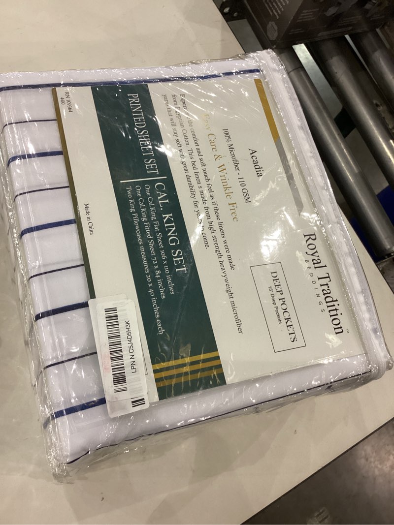 Royal Tradition 110gsm Microfiber Bed Sheets (California King Size, Acadia Print) 4pc Soft and Wrink