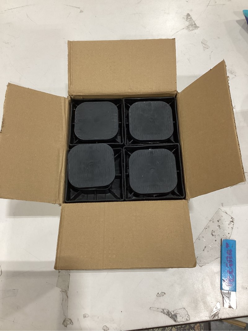 Condition photo showing New/Like New for Bed Risers 1 inch, 2 inch, 3 inch, 4 inch Heavy Duty, Adjustable Furniture Riser for Table Desk Couch Sofa Chair Recliner Leg Frame Dorm, Stackable Bed Raisers Blocks (Black 4 Pack, 1+1+1 inch) 3 Inch Black 4 Pack