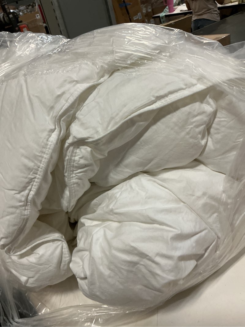 Condition photo showing As Is for premium down alternative comforter, full/queen, white