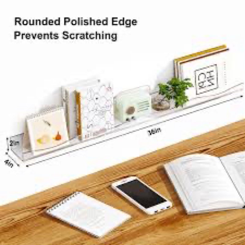 Fixwal 1 Packs Acrylic Bookshelves, 36 Inch Clear Book Shelf for Wall, Invisible Kids Floating Books