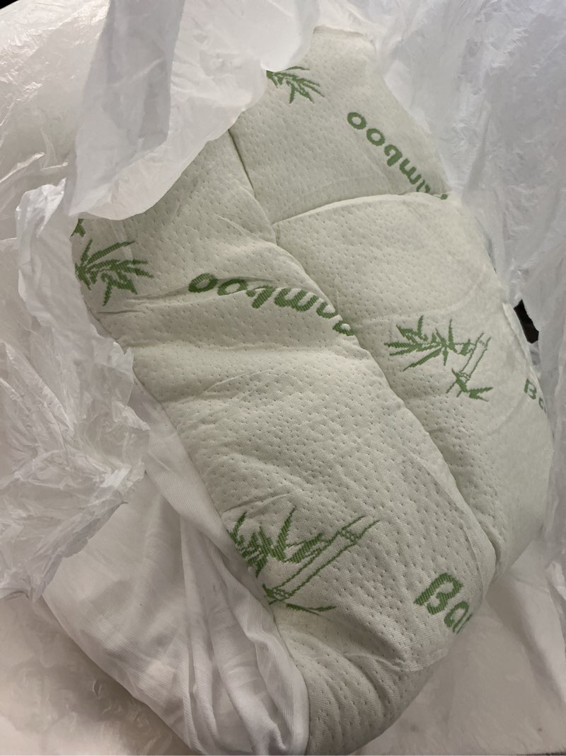 Condition photo showing As Is for Ultra Soft Queen Size Mattress Topper - Viscose Made from Bamboo Pillow Top Mattress Pad for Back Pain Relief - Naturally Cooling for Hot Sleepers, Green Green Queen