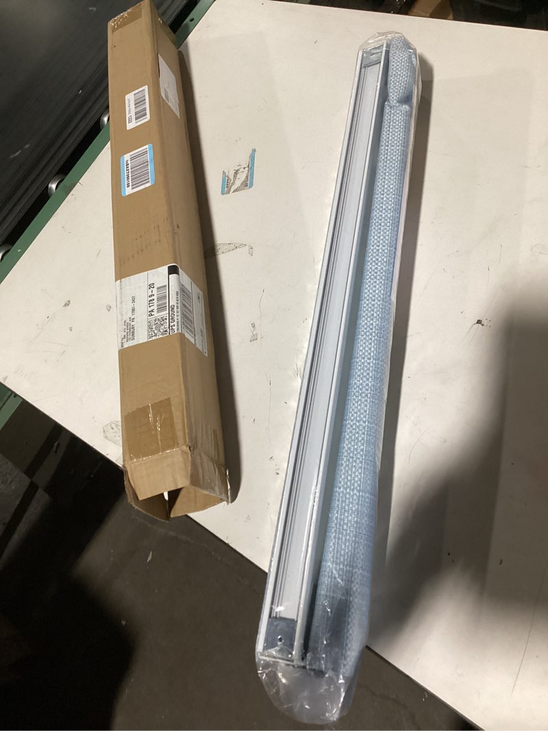 Condition photo showing Good Condition for Madison Park Galen Cordless Roman Shade, 29"W x 64"H, Sheen Blue – Room Darkening, Thermal Insulated, Energy Efficient Window Blind with Subtle Sheen Basketweave Fabric for Privacy Room Darkening Basketweave Sheen Blue 29"W x 64"H