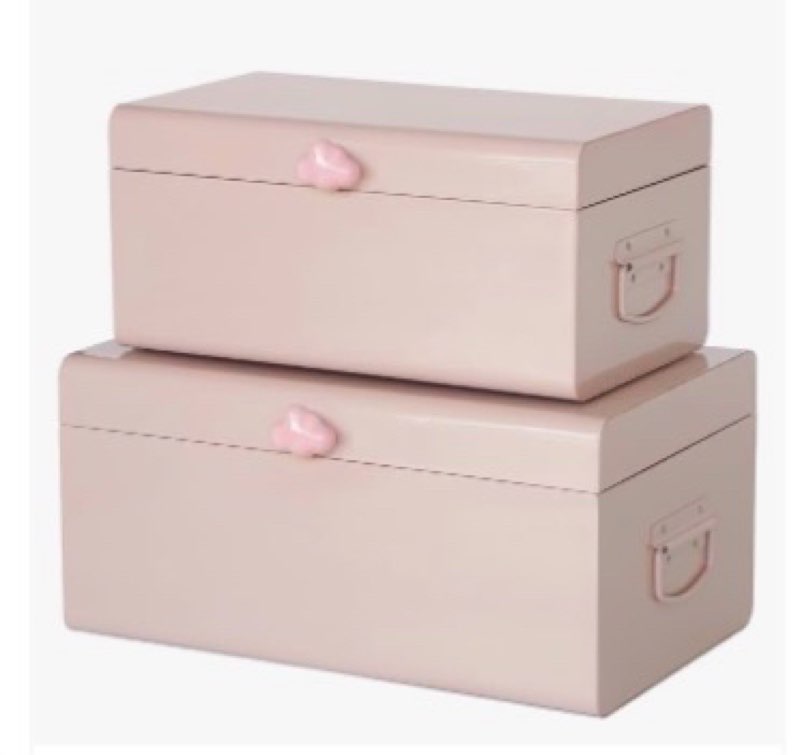 vixdonos large decorative box set of 2 metal keepsake trunk with cloud-shaped decorative clasp for reception,wedding,baby & bridal shower,17.3x10.6x8.3 inches pink 
