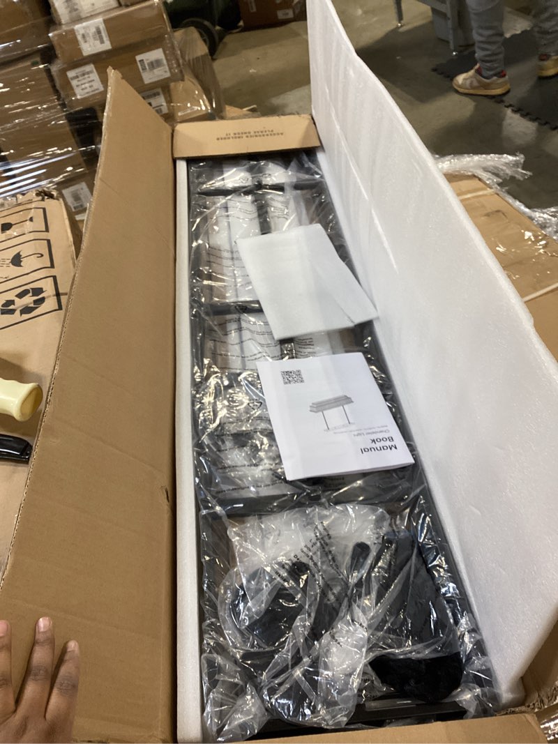 Condition photo showing Good Condition for noxarte rectangle chandeliers for dining room, modern rectangular crystal chandelier black 8 lights pendant fixture for kitchen island bar living room l47 inch l47" x w10" x h10"