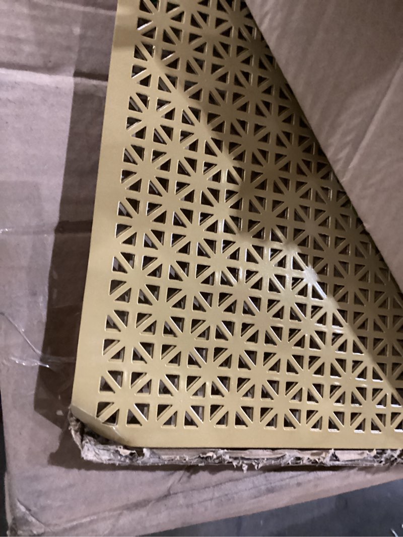 Condition photo showing As Is for moxweyeni 2 pcs 24" x 36" decorative aluminum sheet union jack aluminum metal sheets 0.02 inch thick unions jacks mesh perforated aluminiferous panel for indoor outdoor home project decor, gold