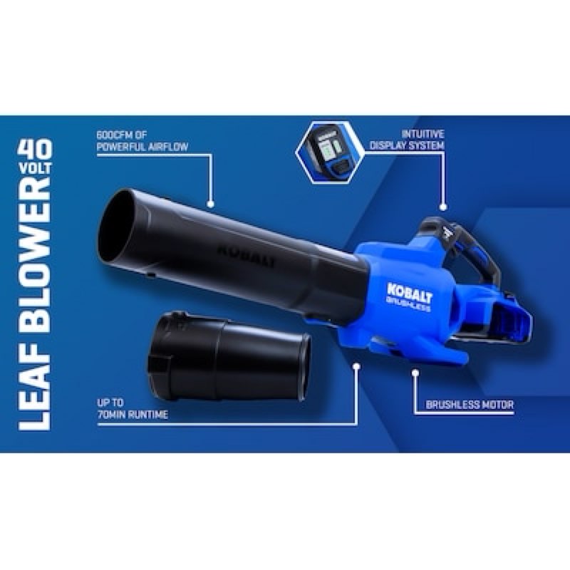 kobalt 40-volt 600-cfm 130-mph battery handheld leaf blower 4 ah battery included charger not included