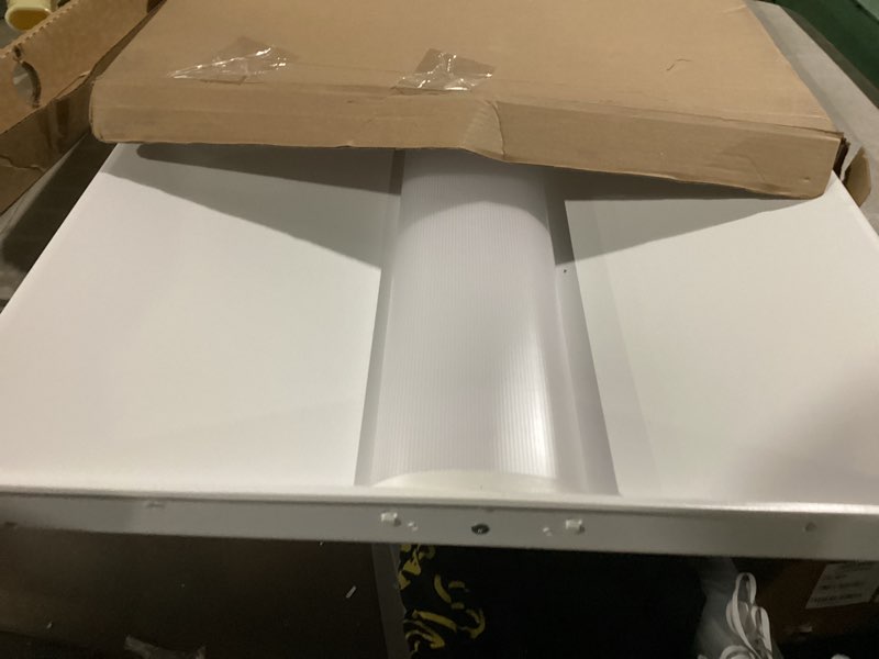 Condition photo showing As Is for lithonia lighting 2x4 led troffer light, blt series low profile led drop in ceiling light for dropped ceiling with curved ribbed diffuser, 4000 lumens, 4000k cool white 2 ft x 4 ft standard 4000k