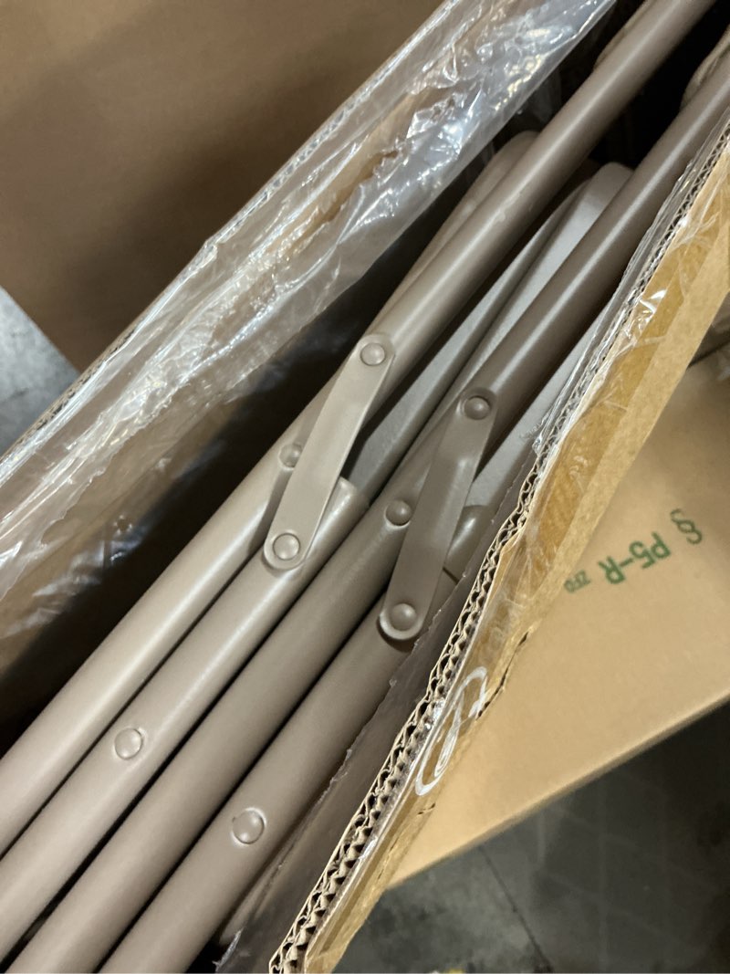 Condition photo showing New/Like New for DUMOS 2 Pack Leather Padded Folding Chair, Indoor Outdoor Portable Stackable Commercial Seat with Steel Frame, Capacity for Home, Office, Party, Comfy, Kahki Kahki 2 Pack