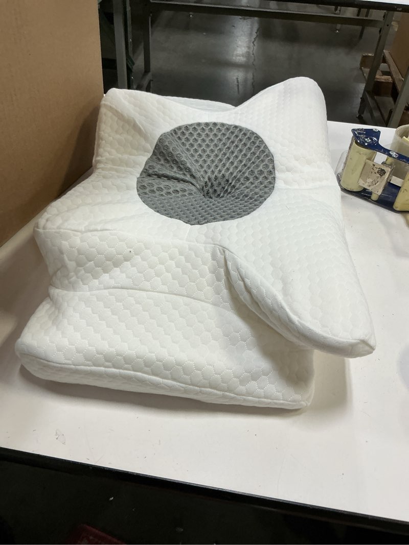 Condition photo showing As Is for Sleep Doctor Approved Cervical Neck Pillow for Sleeping, Ergonomic Contour Side Sleeper Pillows for Adults, Cooling Orthopedic Pillow for Pain Relief Support, Memory Foam Pillows Back Stomach Sleepers