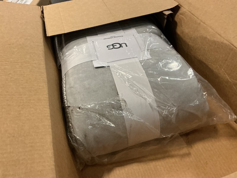 Condition photo showing Good Condition for ugg braid reversible throw blanket – ultra soft throw with faux suede and uggfluff, cozy accent for bedroom or living room decor, birthday gifts for women, light gray violet, 50" x 70" (kirkwood)