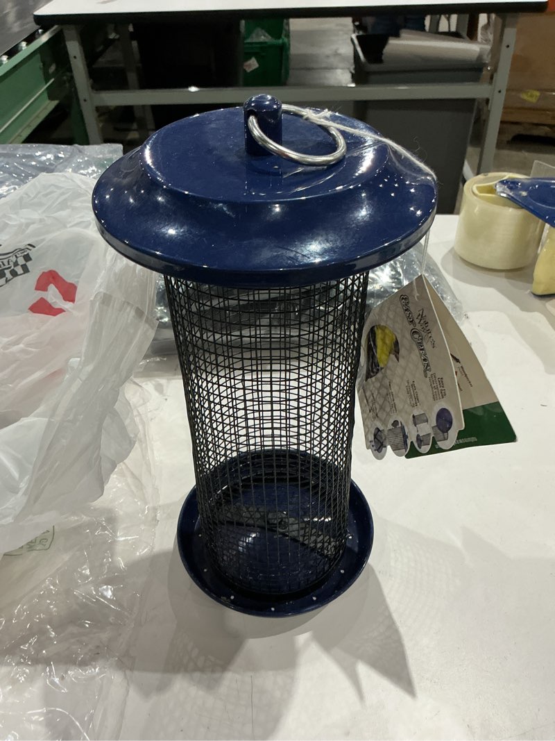 Condition photo showing Good Condition for nature's way cobalt metal mesh mixed seed and peanut bird feeder for wild birds and outdoor décor, 2 quart capacity, easy to clean and fill with easy-cling mesh, blue
