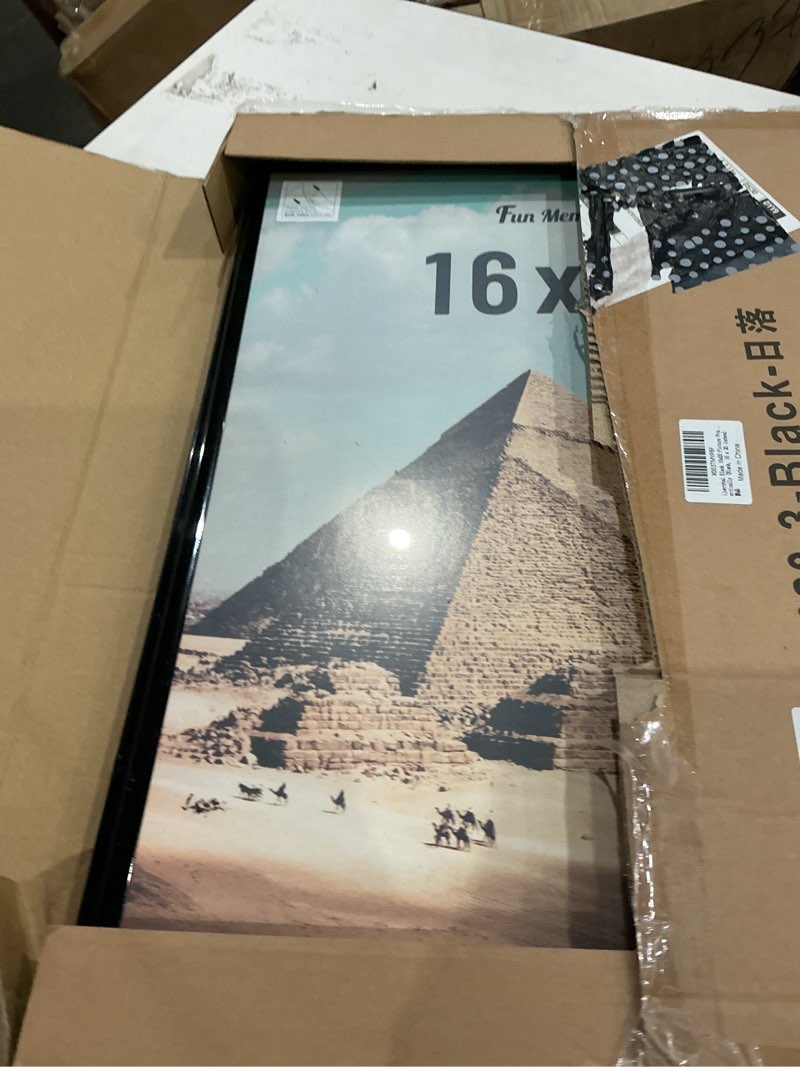 Condition photo showing Good Condition for black 16x20 picture frame set of 3, high transparent frame for 16 by 20 photo collage canvas poster size wall mount and tabletop horizontally vertically (black, 16 x 20 inches)