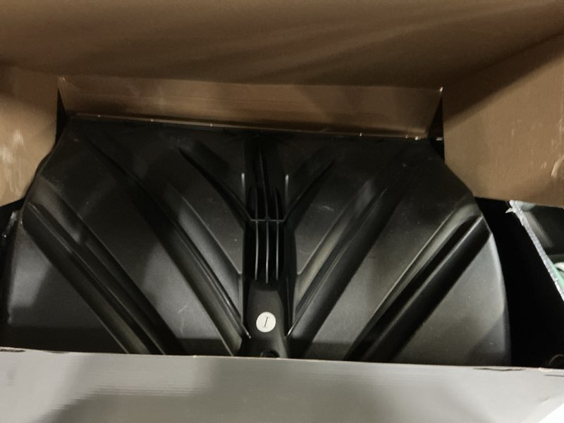 Condition photo showing As Is for Snow Shovel Heavy Duty for Driveway with Ergonomic Handle to Use Without Backpain for Home Garage Car - Snow Shovel with 18 Inch Blade Large Capacity and 58 Inch Long Ergonomic Handle (Black)