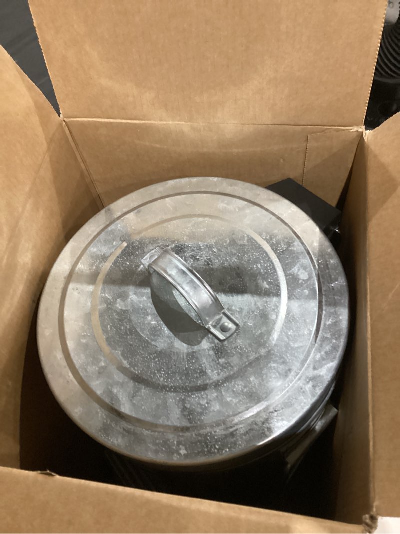 Condition photo showing As Is for Autumn Alley Rustic Farmhouse Bathroom Trash Can - Pet Proof Galvanized Trash Can with Soft-Close Lid and Pedal for Rustic Bathroom Accessories, Kitchen Waste Basket, Country Home Décor, 5L, 1.3 Gal.