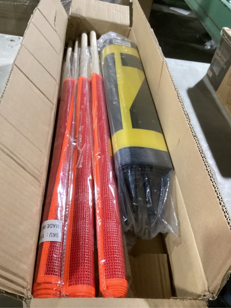 Condition photo showing New/Like New for oversize load signs for trucks, 2 oversized load banner, 4 red flag warning, 4 red safety flags with pole, 4 flag magnet, wide load signs for trucks trailer