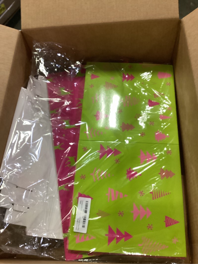 Condition photo showing Good Condition for Cinrobiye 4 Pcs Christmas Gift Boxes with Lid,Ribbon and Tissue Papers,9" Black and White Christmas Winter Square Cardboard Box for Gift Wrapping Holiday Present Birthday Assorted Design (Green Pink)