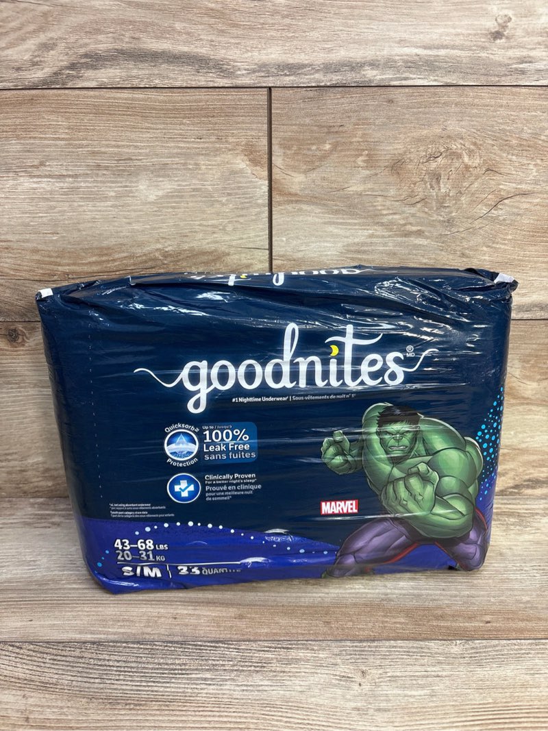 NEW Goodnites Nighttime Underwear 33ct sz S/M 6 pack 