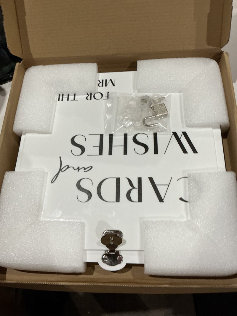 Condition photo showing Good Condition for white acrylic card box with slot & lock, elegant wedding card boxes for reception, large money envelope gift card box for party wedding birthday engagement anniversary stylish table decor