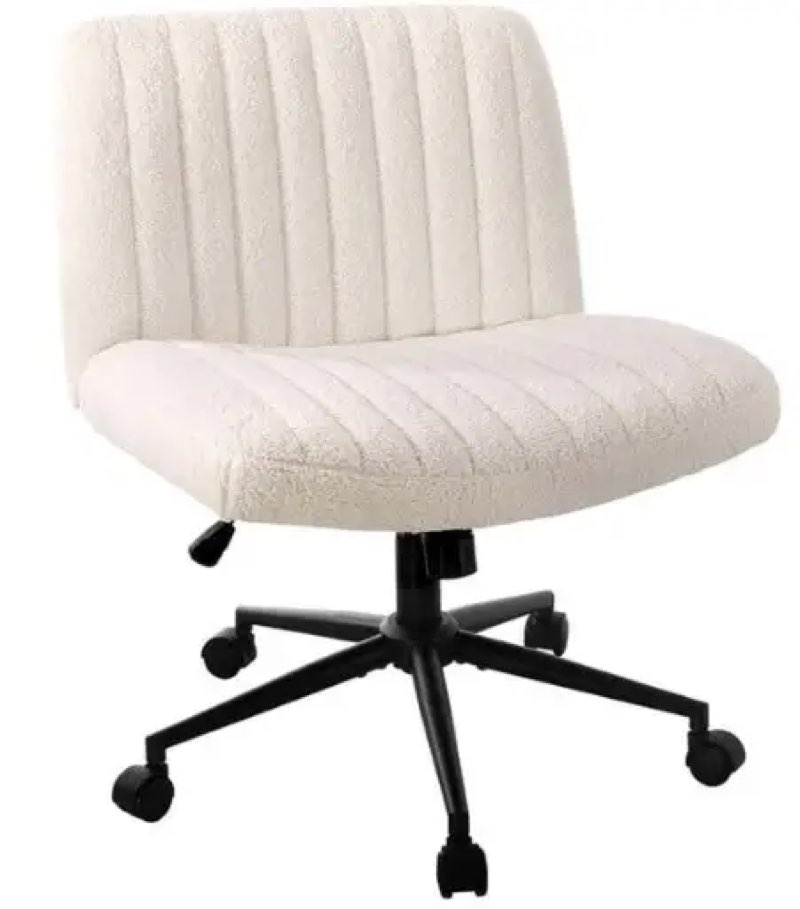 dumos criss cross chair legged office wide comfy desk seat, no wheels armless computer task seating, swivel vanity home height adjustable