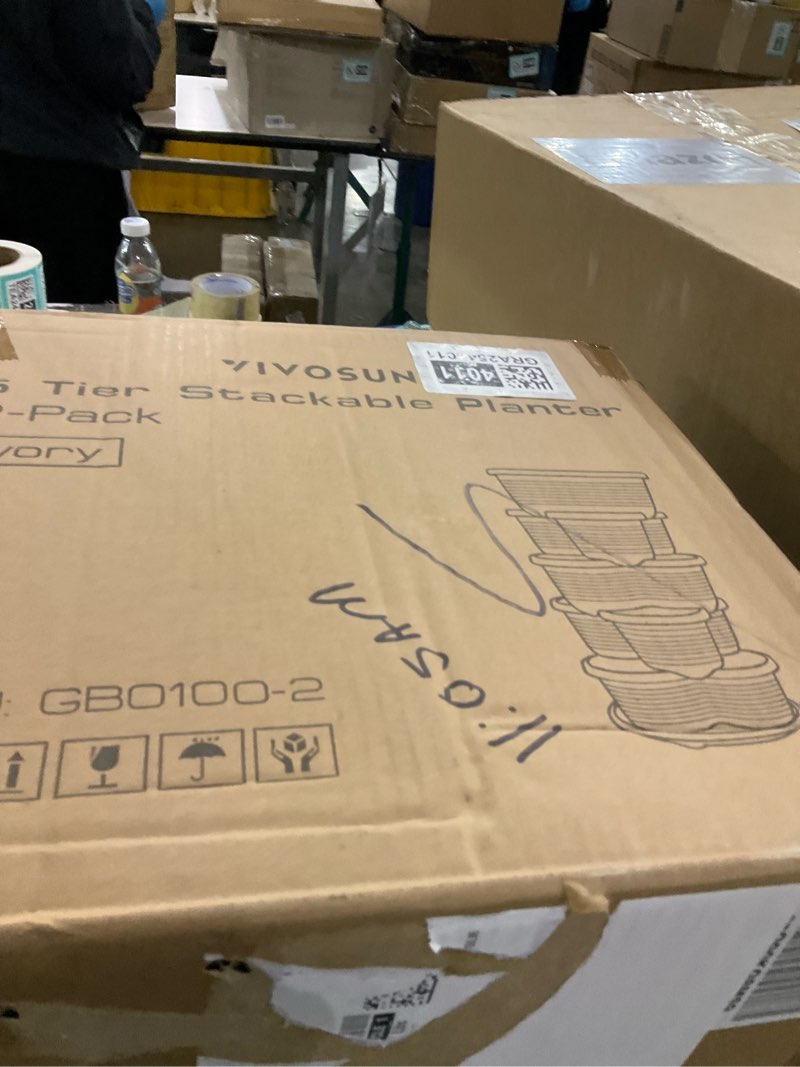 Condition photo showing New/Like New for VIVOSUN 2-Pack 5 Tier Vertical Gardening Stackable Planter for Strawberries, Flowers, Herbs, Vegetables, Ivory 2 Pack Ivory