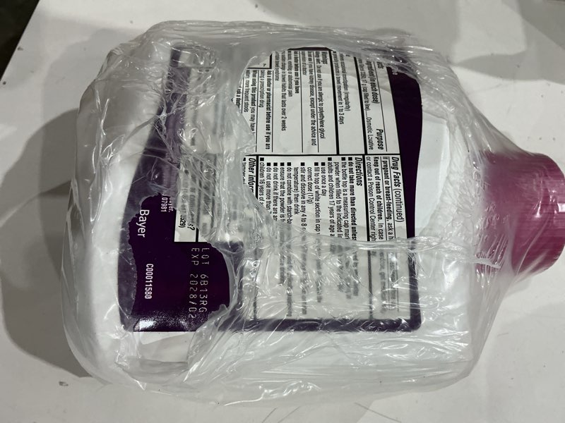 Condition photo showing As Is for miralax laxative powder, gentle constipation relief for adults, stool softener with peg 3350, nonstimulant laxative, no harsh side effects, osmotic laxative, 45 dose powder 26.9 ounce (pack of 1)