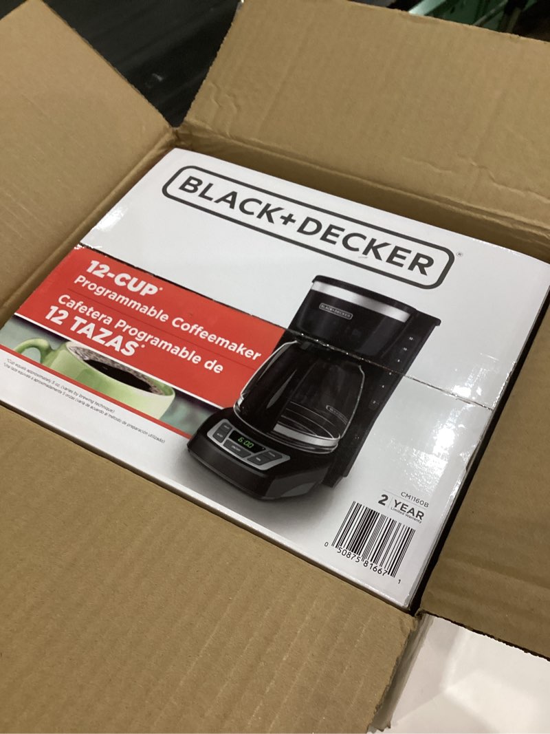 Condition photo showing Good Condition for BLACK+DECKER 12-Cup Digital Coffee Maker, Programmable, Washable Basket Filter, Sneak-A-Cup, Auto Brew, Water Window, Keep Hot Plate, Black Black Hot Brew