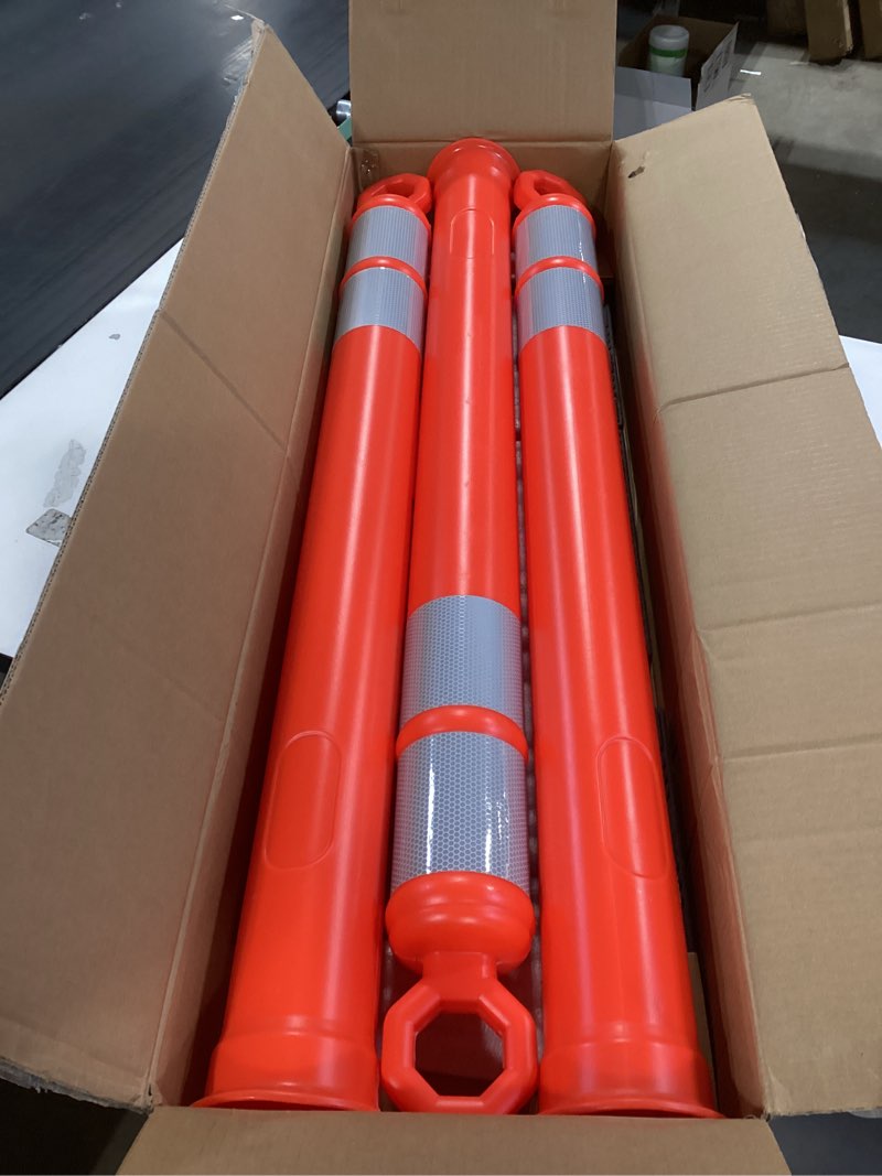 Condition photo showing Good Condition for HiGiant 42 Inch Traffic Delineator Posts 3 Pack, Tall Traffic Cones with Base for Drivers Training, Parking lot