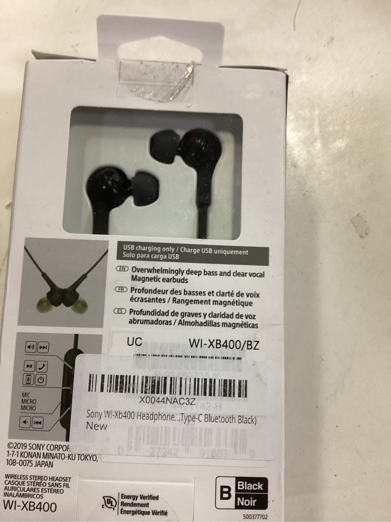 Condition photo showing New/Like New for sony wi-xb400 headphones wireless neck-band calls/music usb, w128298864 (neck-band calls/music usb type-c bluetooth black)