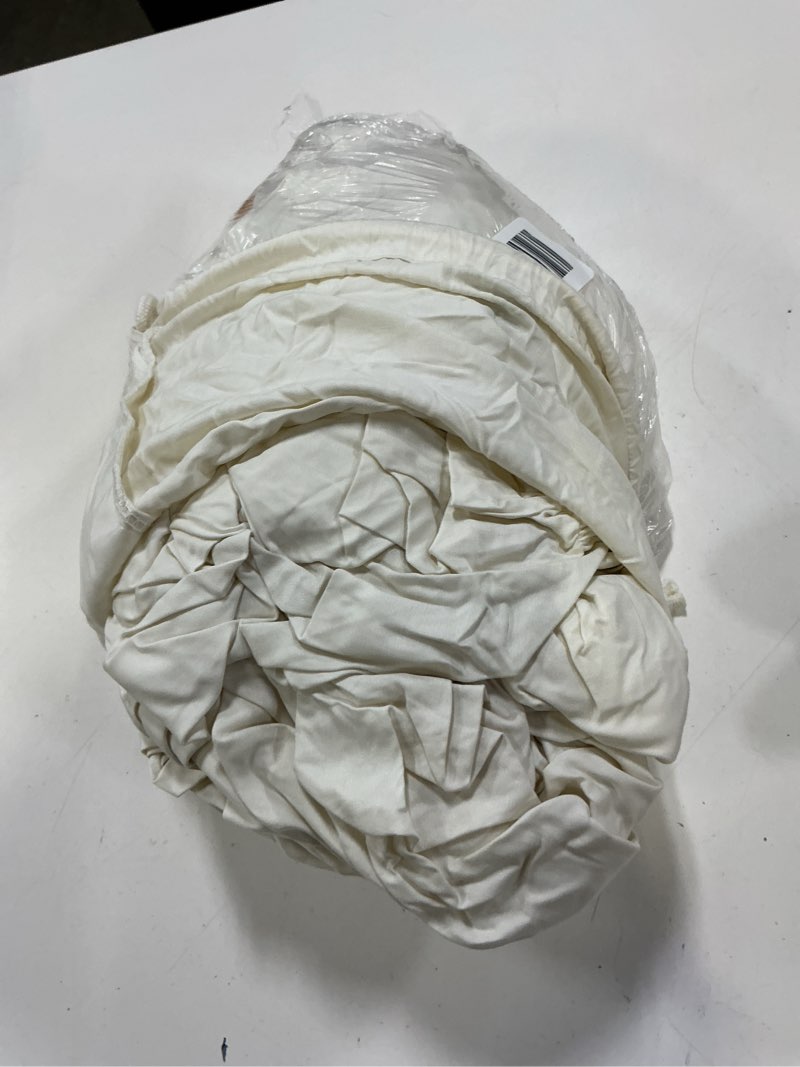 Condition photo showing As Is for quince bamboo sheet set, full, ivory
