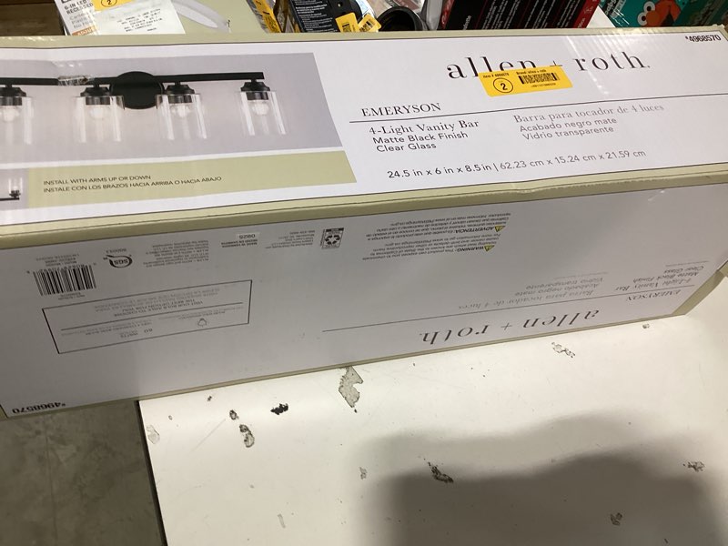 allen + roth emeryson 24.5-in 4 light matte black transitional bathroom vanity light