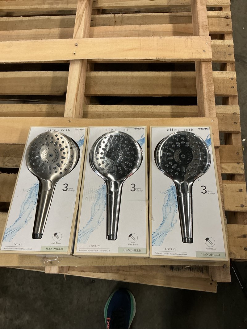 Condition photo showing New/Like New for allen + roth loxley 3 -spray polished chrome 4.7-in round handheld shower head 1.8 gpm