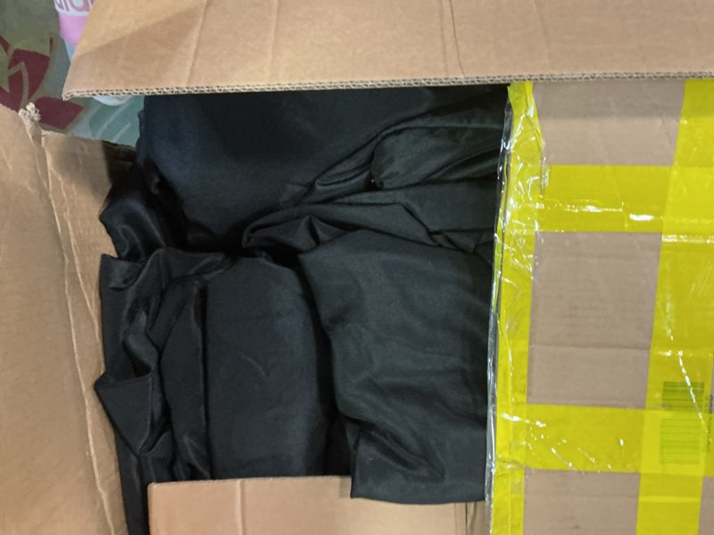Condition photo showing As Is for Surmente 120 inch Round Tablecloths -10 Pack Black Round Table Cloths, Polyester Fabric Table Covers for Wedding, Party, Banquet, or Restaurant 120 Round, 10 Pack Black