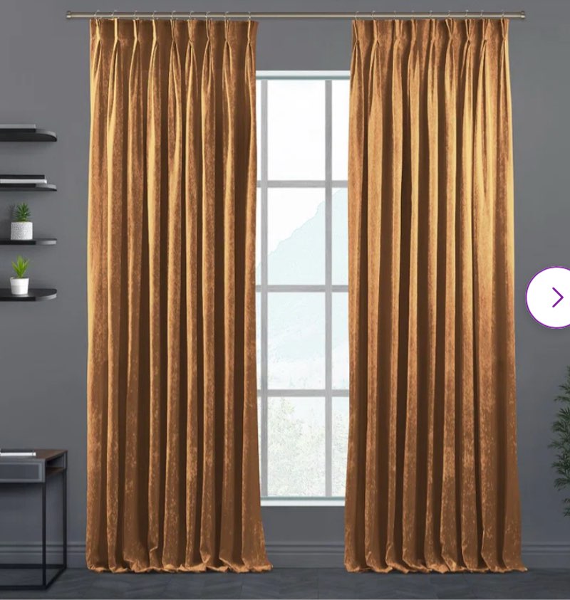 Pinch Plated Luxury Shiny Velvet Extra Long & Extra Wide Decorative Curtain - Single Panel