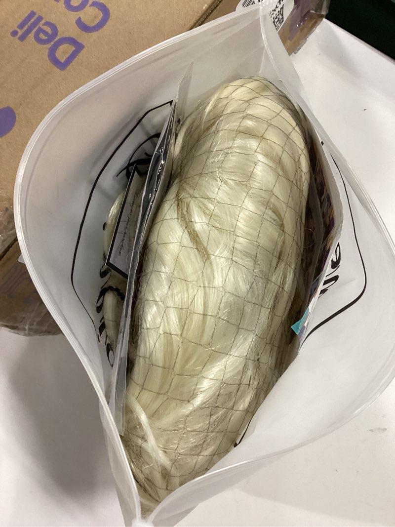 Condition photo showing Good Condition for Short Curly Wavy Blonde Wigs for Women Synthetic Natural Hair Wig Halloween Costume Cosplay Wig Gold