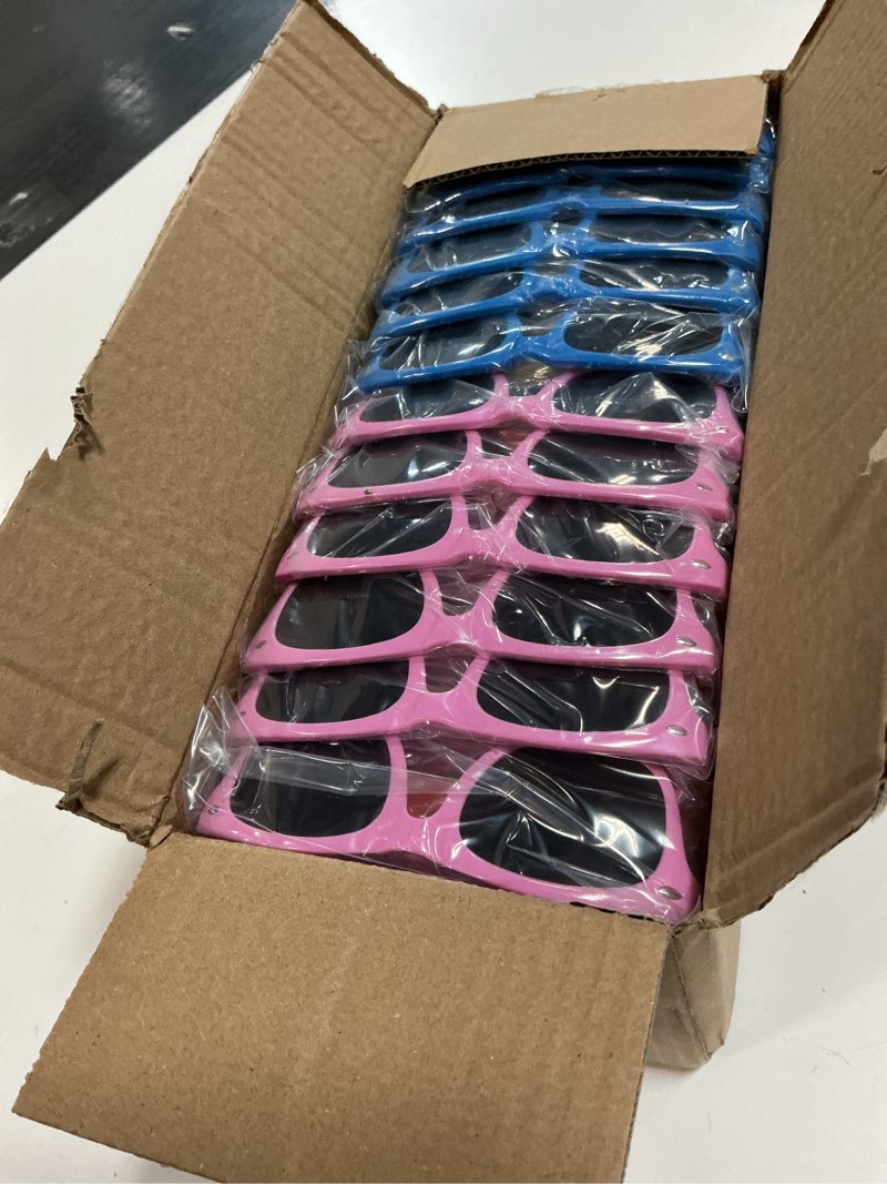 Condition photo showing New/Like New for oleitodh kids sunglasses bulk, 60 pack neon party sunglasses, 80's style, 10 colors, universal size, unisex, birthday party favors style 3