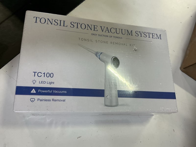 Condition photo showing New/Like New for upgraded tonsil stone remover tool – rechargeable tonsil stone vacuum with led light & 11-in-1 probes, for bad breath relief, safe silicone/glass tip for tonsilloliths removal (off-white)