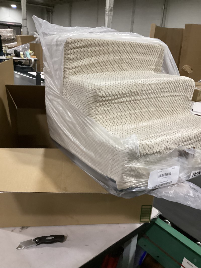 Condition photo showing As Is for Generic Stairs for Small Pets - Elevated for Cats and Dogs, White 3 Steps, as described