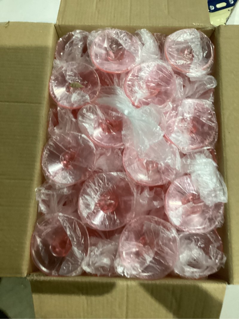 Condition photo showing New/Like New for Ciaell 24PCS Pink Plastic Wine Glasses - 7 Oz Plastic Goblets for Party - Pink Vintage Drinking Glasses - Disposable Water Goblets Set for Wedding, Bar, Wine, Cocktail, Whiskey & Valentine's Day