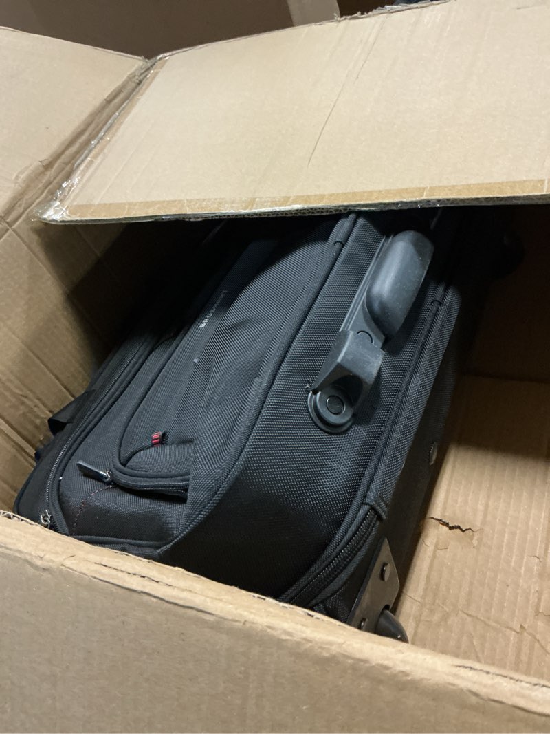 Condition photo showing As Is for bagsmart rolling laptop bag, briefcase with wheels fits 17.3 inch laptop, computer overnight rolling bag with tsa lock for travel/men/women, black