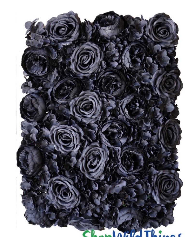 Black Floral Photo Backdrop 3.5x4.6ft Silk Hydrangea Artificial Flower Wall Panels for Halloween Bir