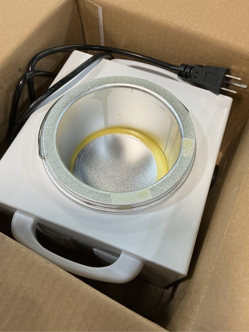 Condition photo showing As Is for single wax warmer professional electric wax heater machine for hair removal, large waxing pot paraffin facial skin body spa salon equipment with adjustable temperature set white-single pot-600ml