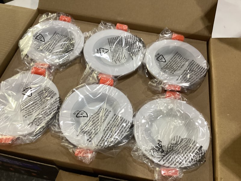 Condition photo showing New/Like New for 24-pack 3 inch anti-glare recessed led downlight with night light, deep baffle design, dimmable, 2700k-5000k 5cct selectable, with junction box, canless, 680lm, etl listed, white white 3 inch -24 pack