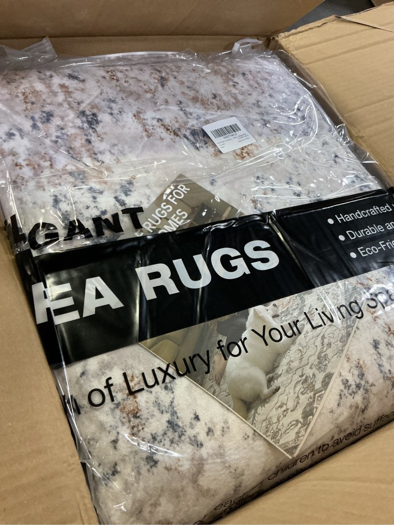 Condition photo showing Good Condition for area rug living room rugs - 8x10 abstract large soft indoor washable rug neutral modern low pile carpet for bedroom dining room farmhouse home office - beige blue beige blue 8' x 10' (rectangular)