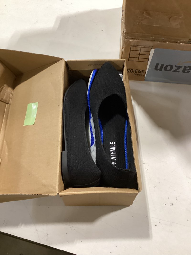 Condition photo showing Good Condition for athmile pointed toe flats for women dressy work shoes business casul knit ballet flats slip on office ladies comforttable dress 7 black
