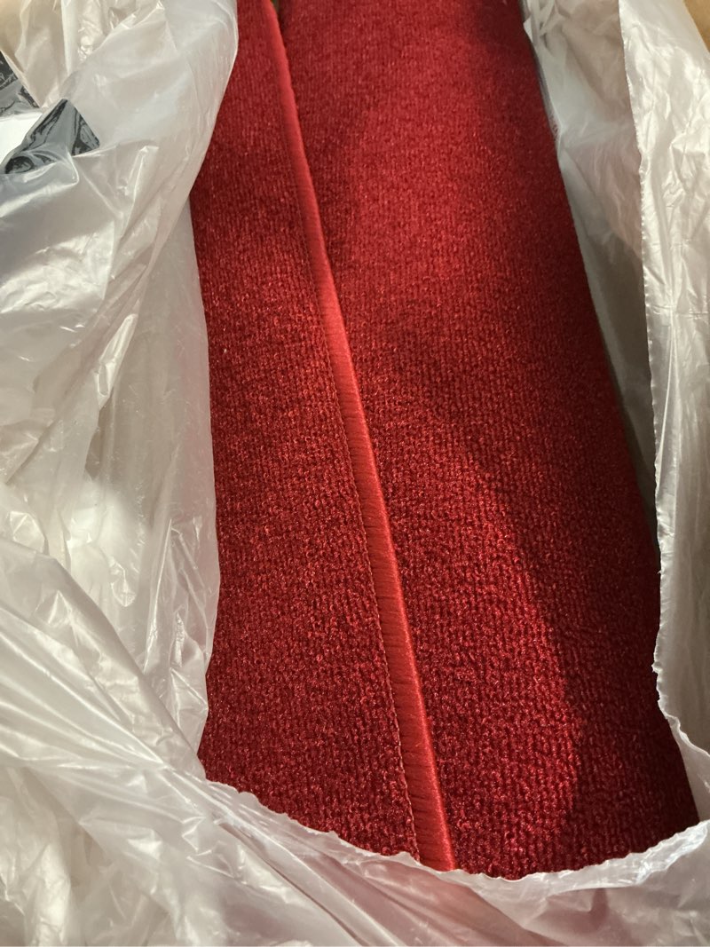 Condition photo showing Good Condition for ottomanson hallway runner rug 2'7" x 9'10" non slip solid area rugs easy to clean laundry rug runner durable & pet friendly floor carpet runners for hallways entryway living room kitchen, red solid red 2'7" x 9'10" (rectangular)