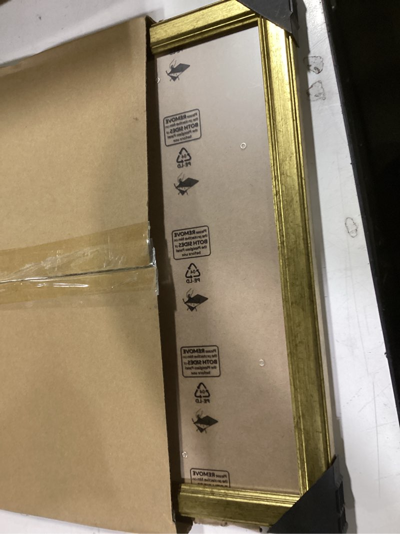 Condition photo showing Good Condition for wood 13x17 frame gold, ornate natural 17x13in poster picture frame, modern golden 13 x 17inch gallery wall photo frame with hd plexiglass, horizontal vertical wall mounting display 1pcs gold 13x17