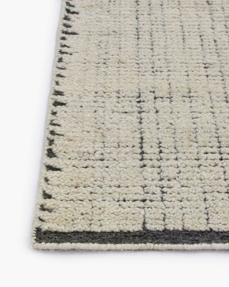Ares Hand-Knotted Wool Rug, Ivory/Charcoal, 5' x 8'