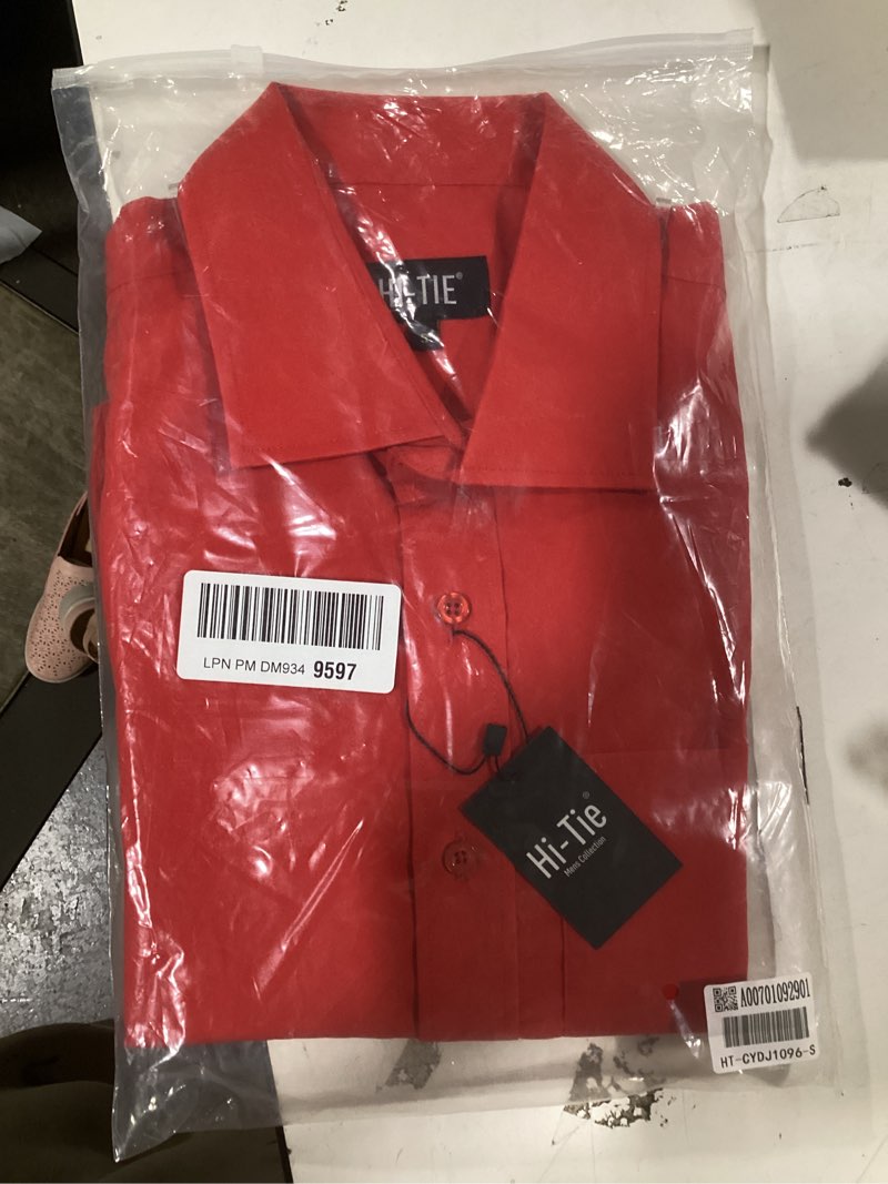 Dubulle Solid Red Long Sleeve Men's Dress Shirts Wrinkle-Free Casual Button Down Shirt with Pocket B