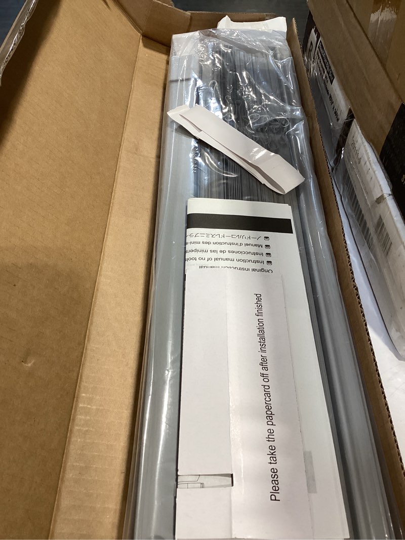 Condition photo showing Good Condition for lazblinds no tools no drill cordless 1" vinyl mini blinds, 100% privacy s-curve blinds for indoor windows, room darkening horizontal window blinds and shades for home, 25" w x 64" h, grey grey 25" w x 64" h